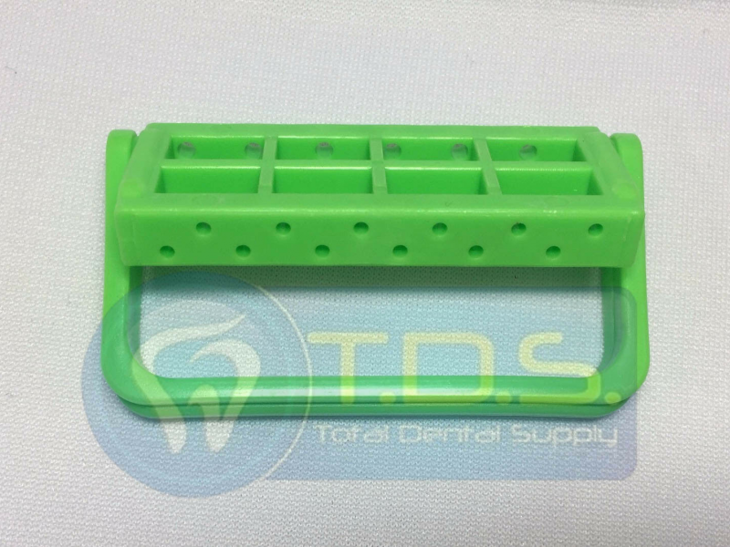 Dental CADDY Bur Holder - Block Station - GREEN - Holds 12 FG/RA Burs
